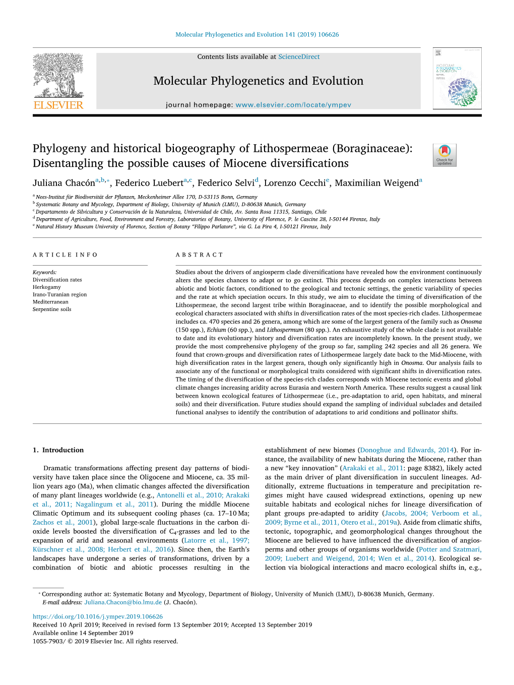 Phylogeny and Historical Biogeography of Lithospermeae