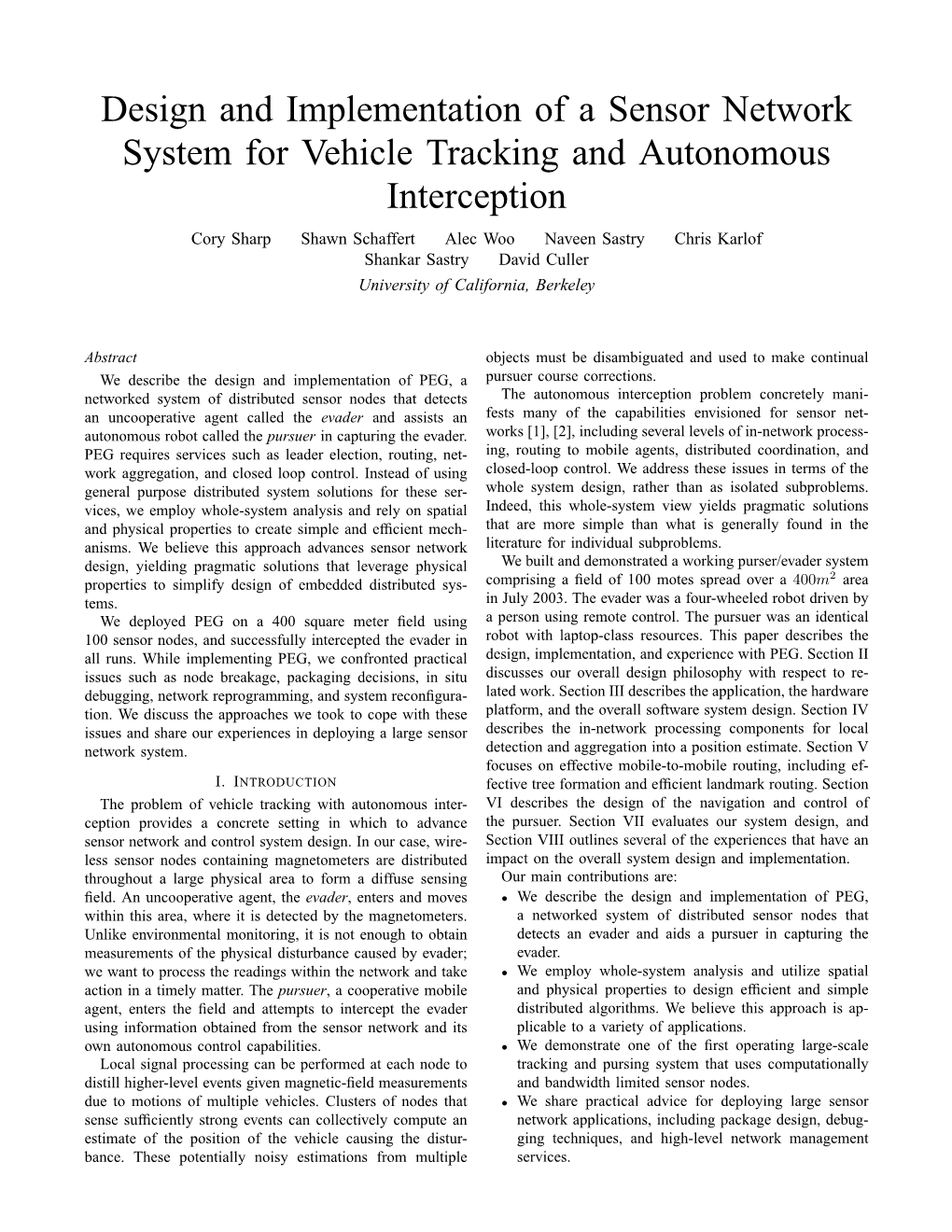 Design and Implementation of a Sensor Network System for Vehicle