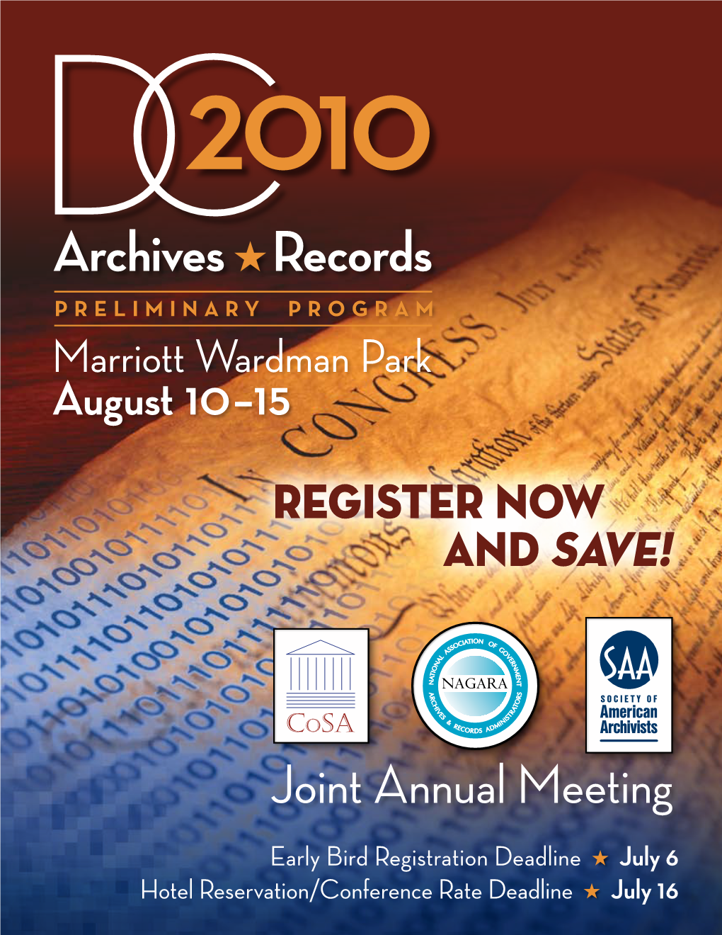 Archives Records Preliminary Program Marriott Wardman Park August 10–15