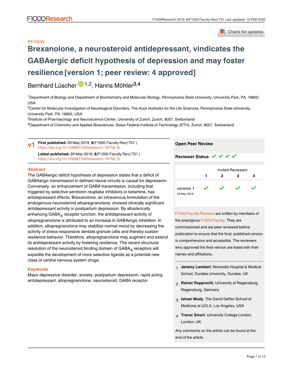 Brexanolone, a Neurosteroid Antidepressant