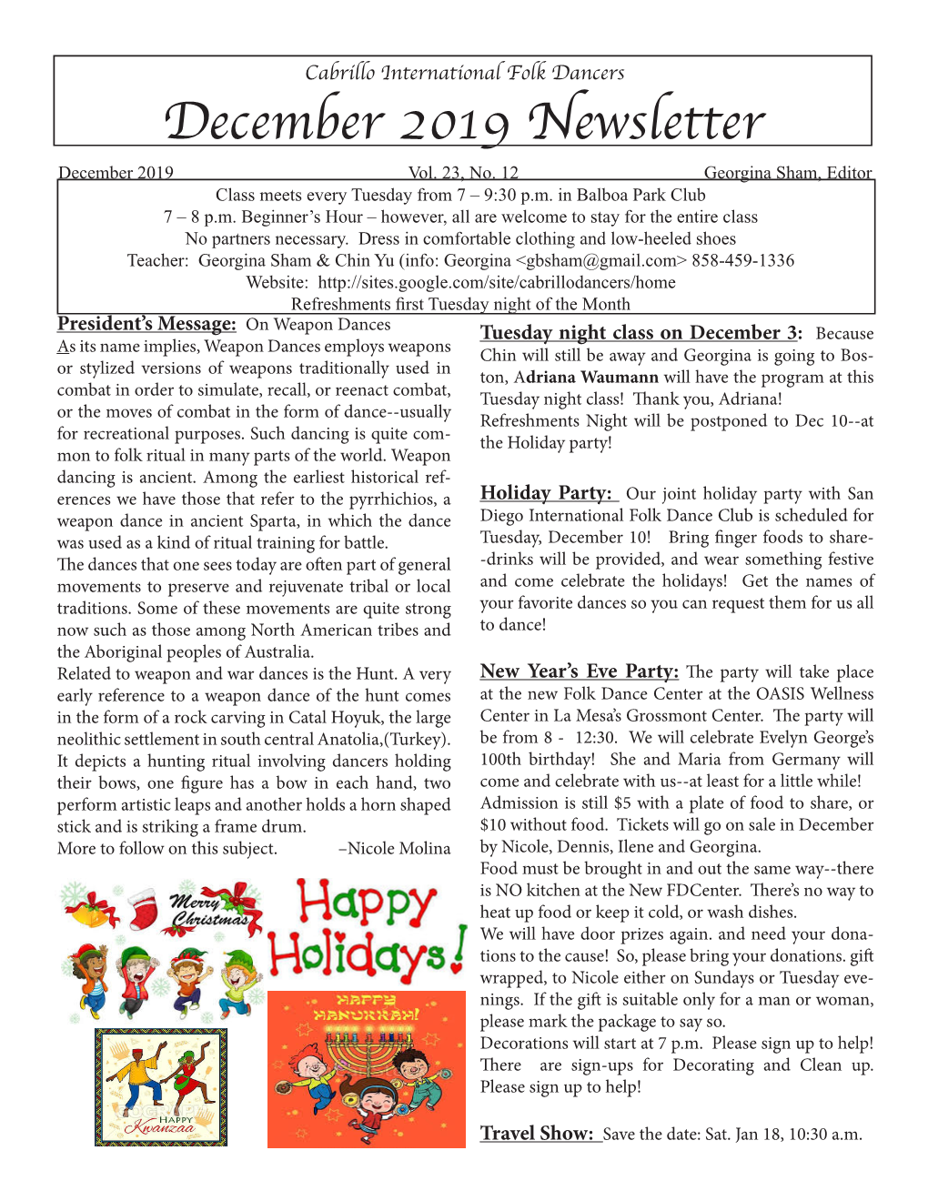 December 2019 Newsletter December 2019 Vol