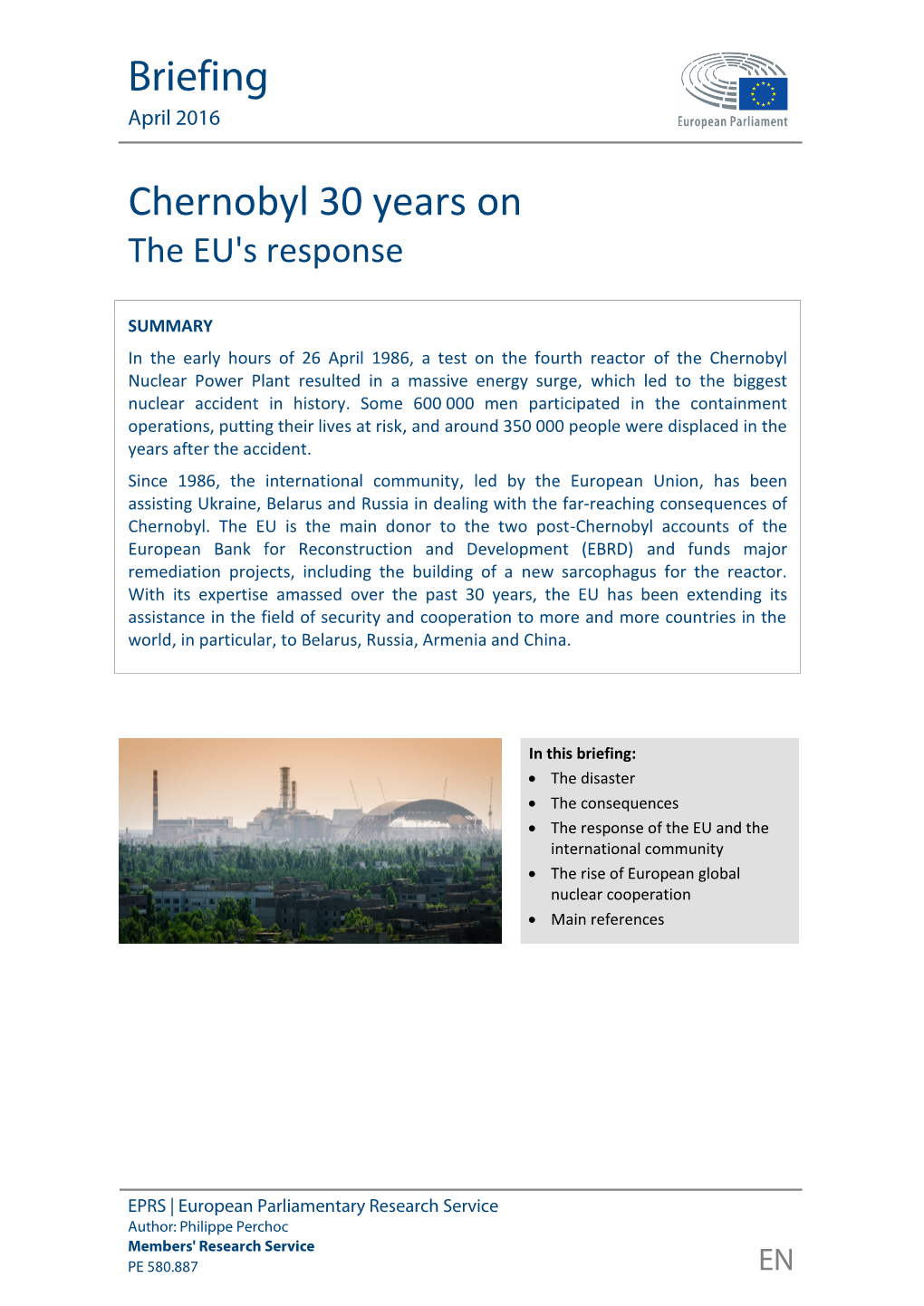 Chernobyl 30 Years on the EU's Response