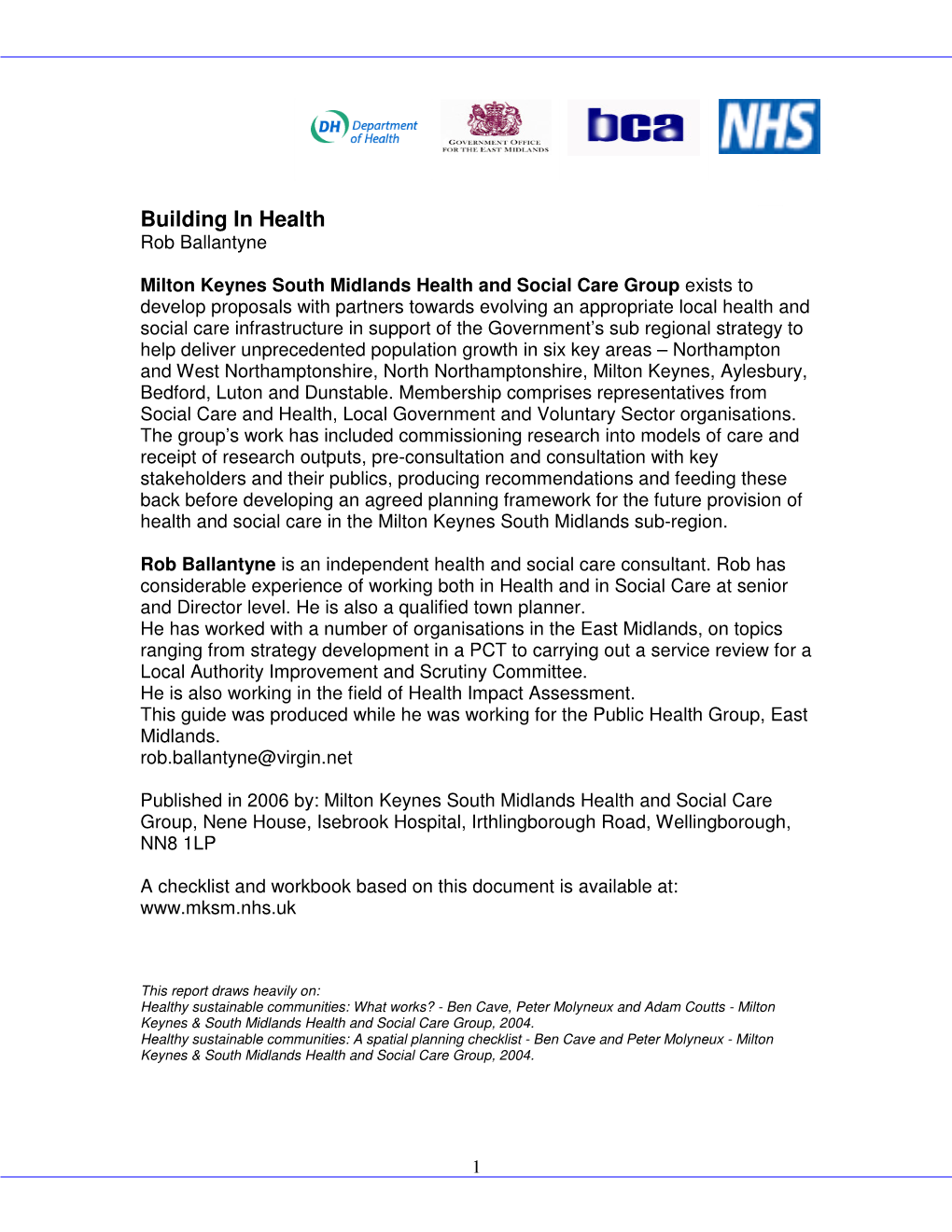 Building in Health Rob Ballantyne