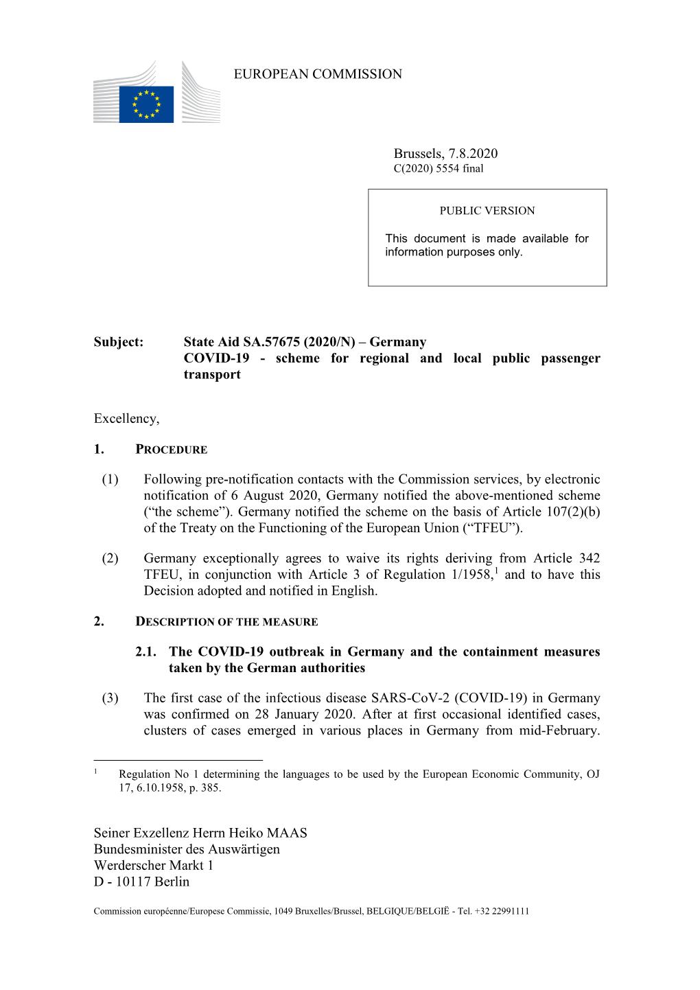 COVID-19 - Scheme for Regional and Local Public Passenger Transport