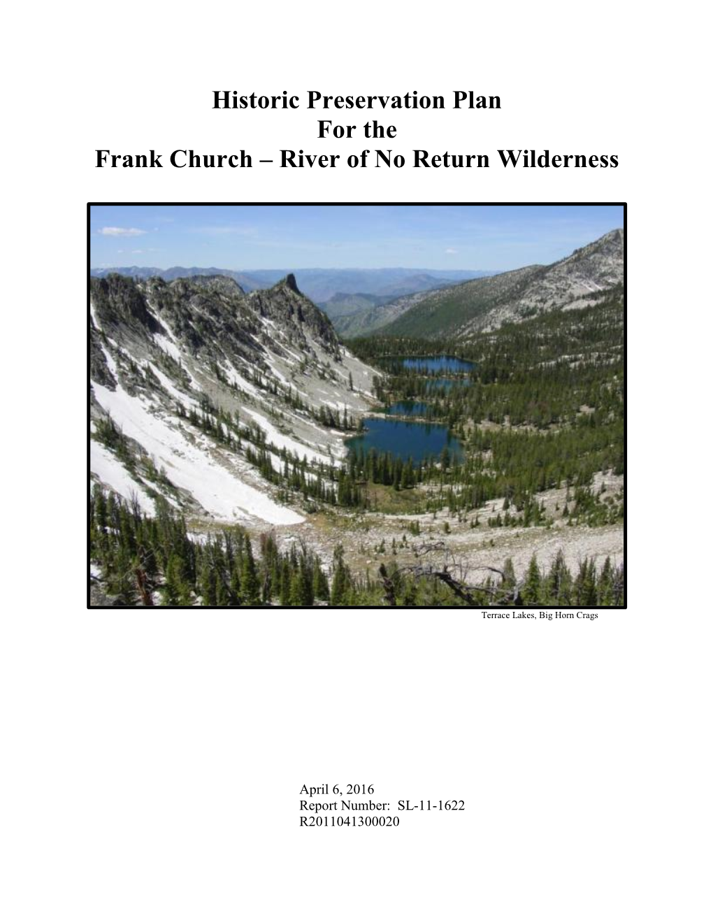 Frank Church-River of No Return Wilderness Historic Preservation Plan