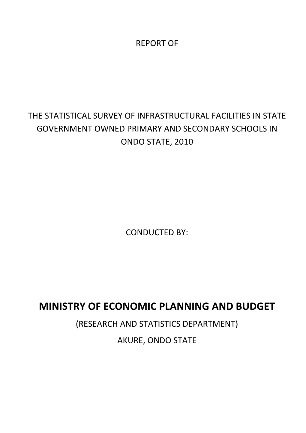 Statistical Survey of Infrastructural Facilities in School