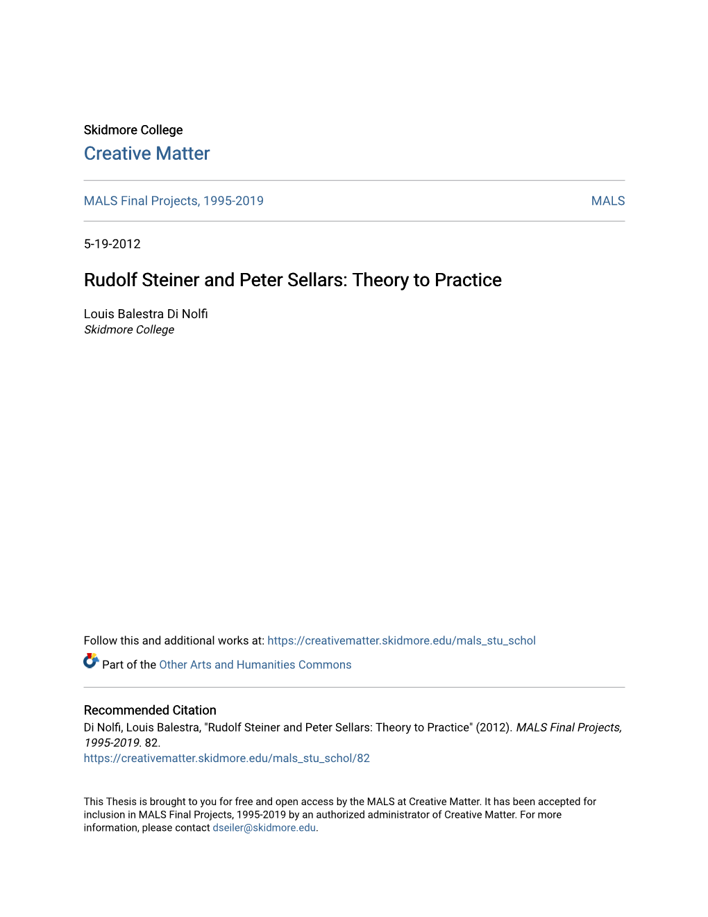 Rudolf Steiner and Peter Sellars: Theory to Practice