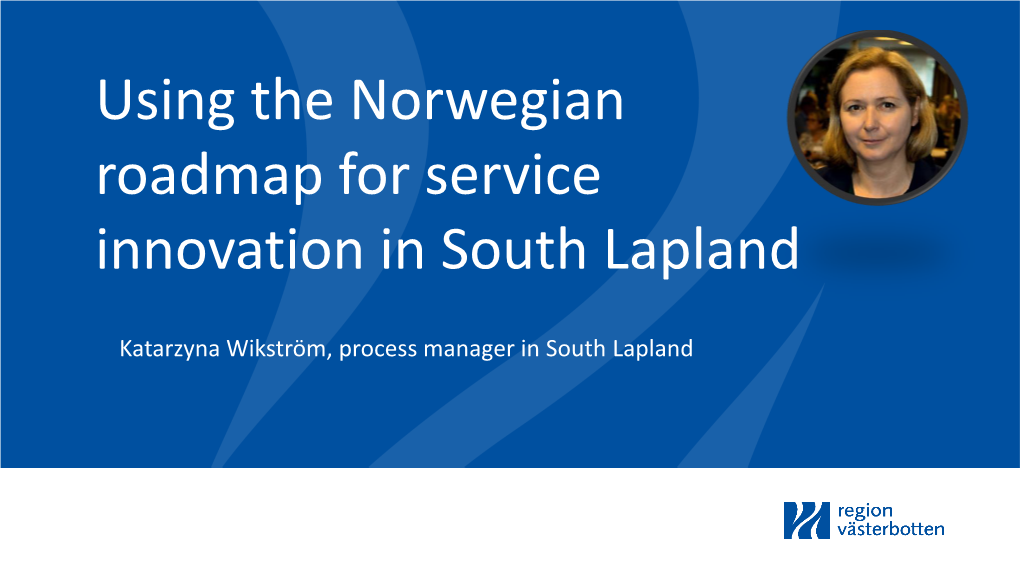 Using the Norwegian Roadmap for Service Innovation in South Lapland