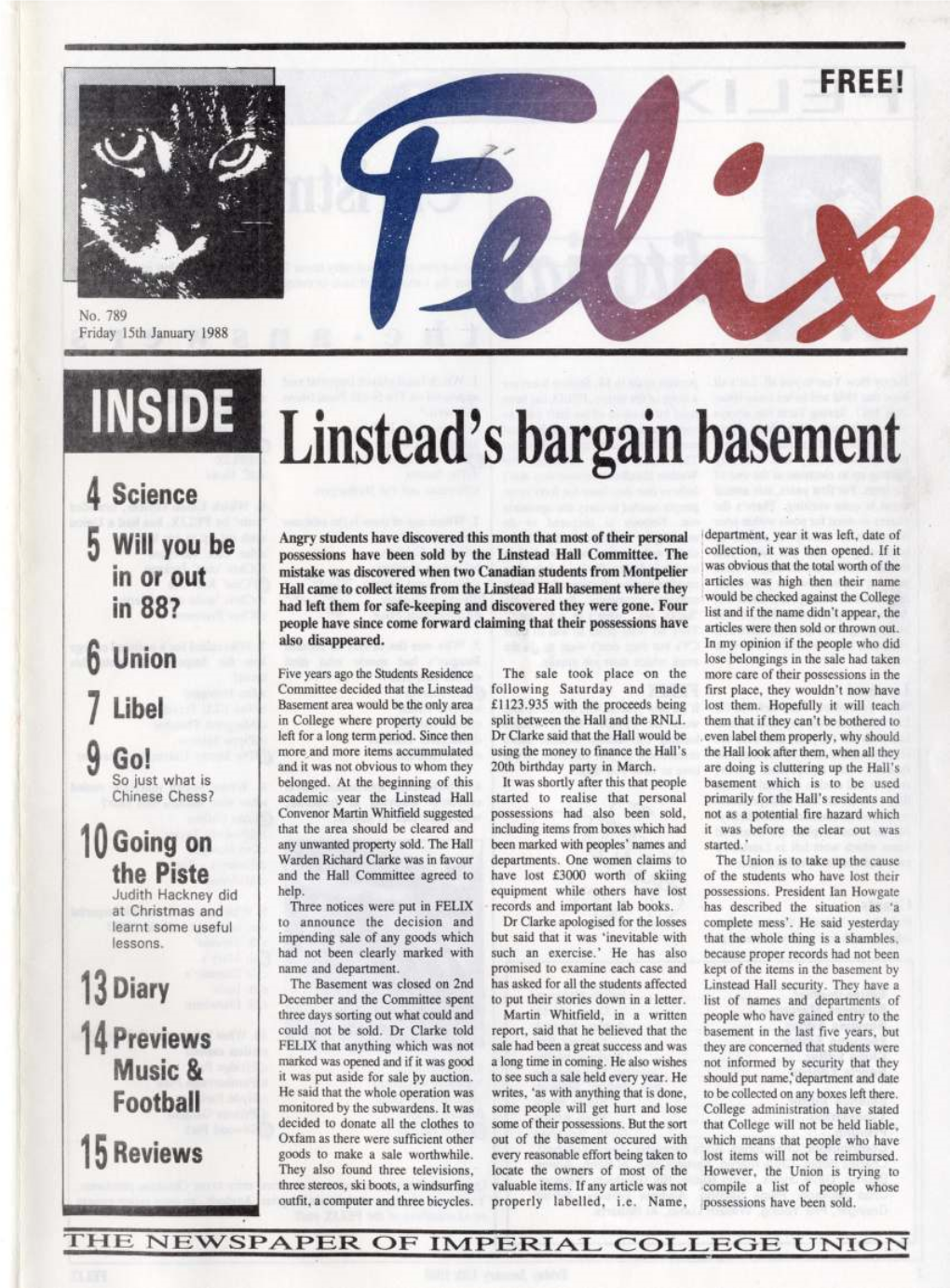 Felix Issue 0001, 1988 Additional/Special Issue