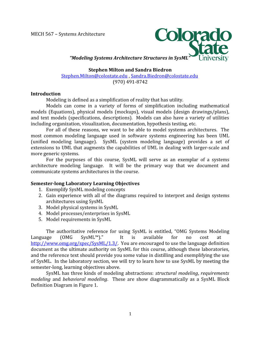 Modeling Systems Architecture Structures in Sysml