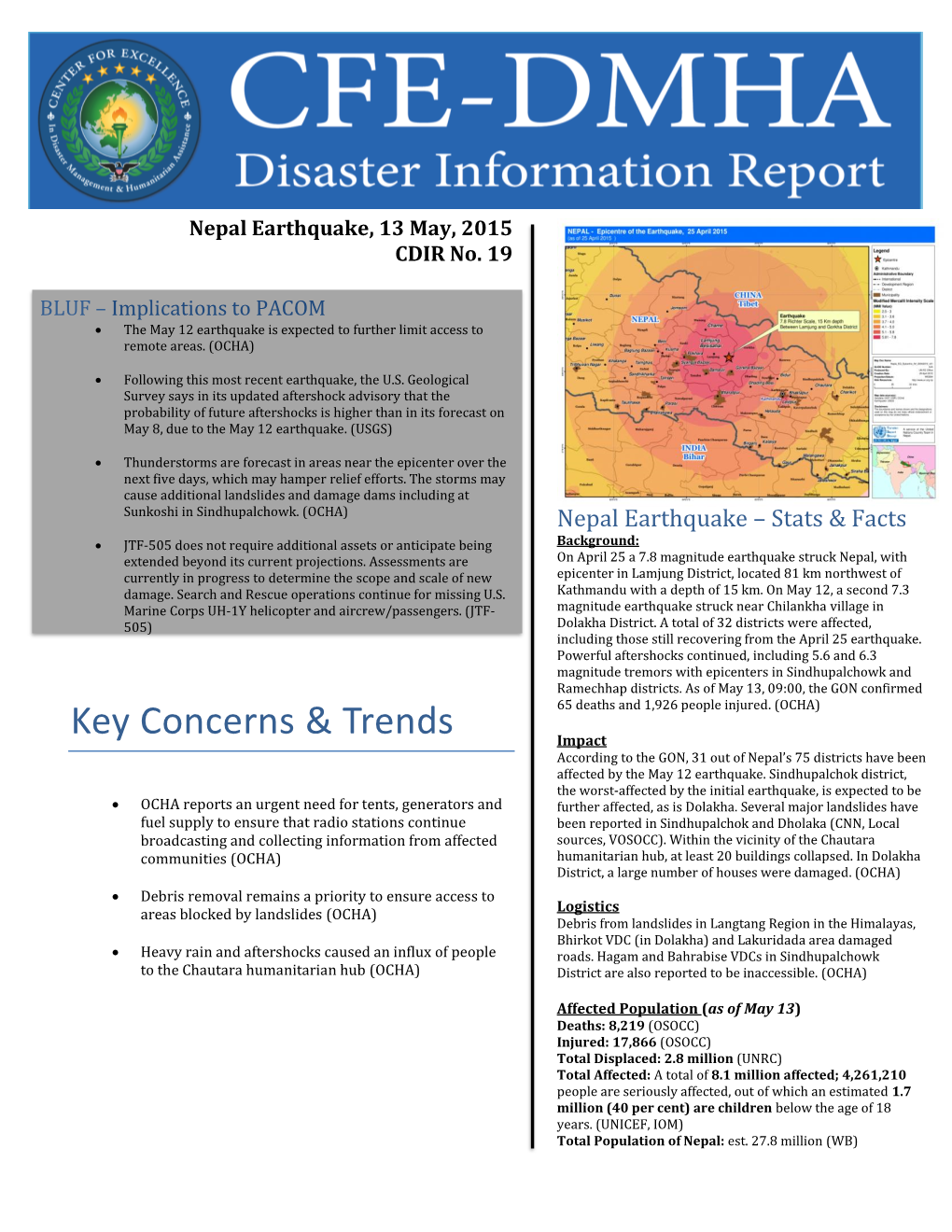 Nepal Earthquake, 13 May, 2015 CDIR No