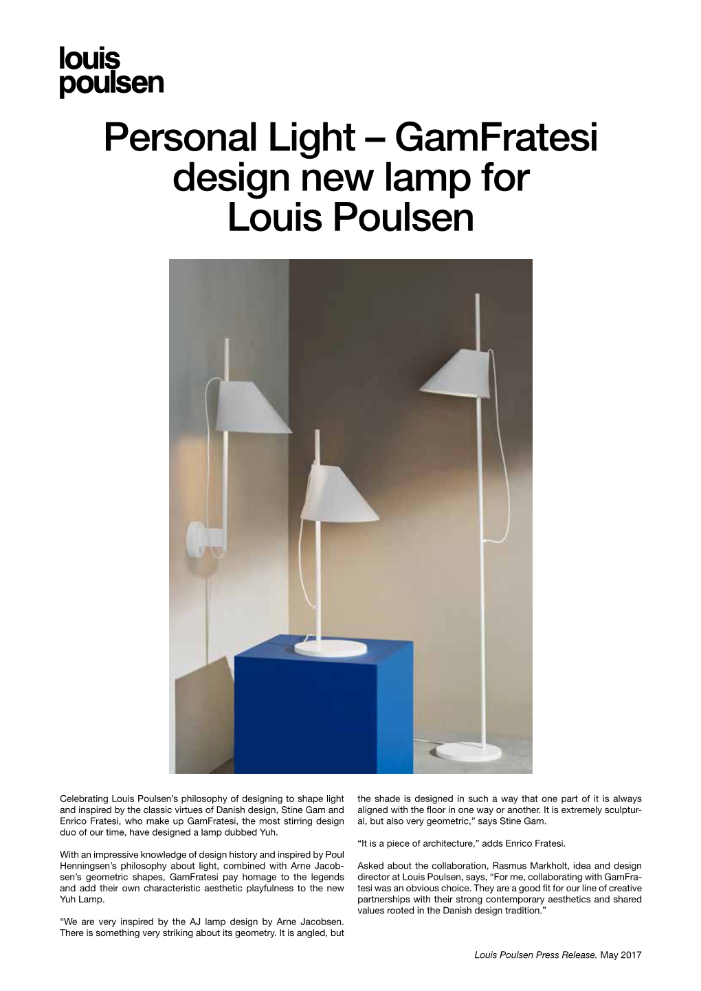 Personal Light – Gamfratesi Design New Lamp for Louis Poulsen