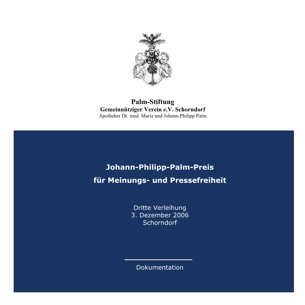 Palm-Stiftung Johann-Philipp-Palm-Preis Für