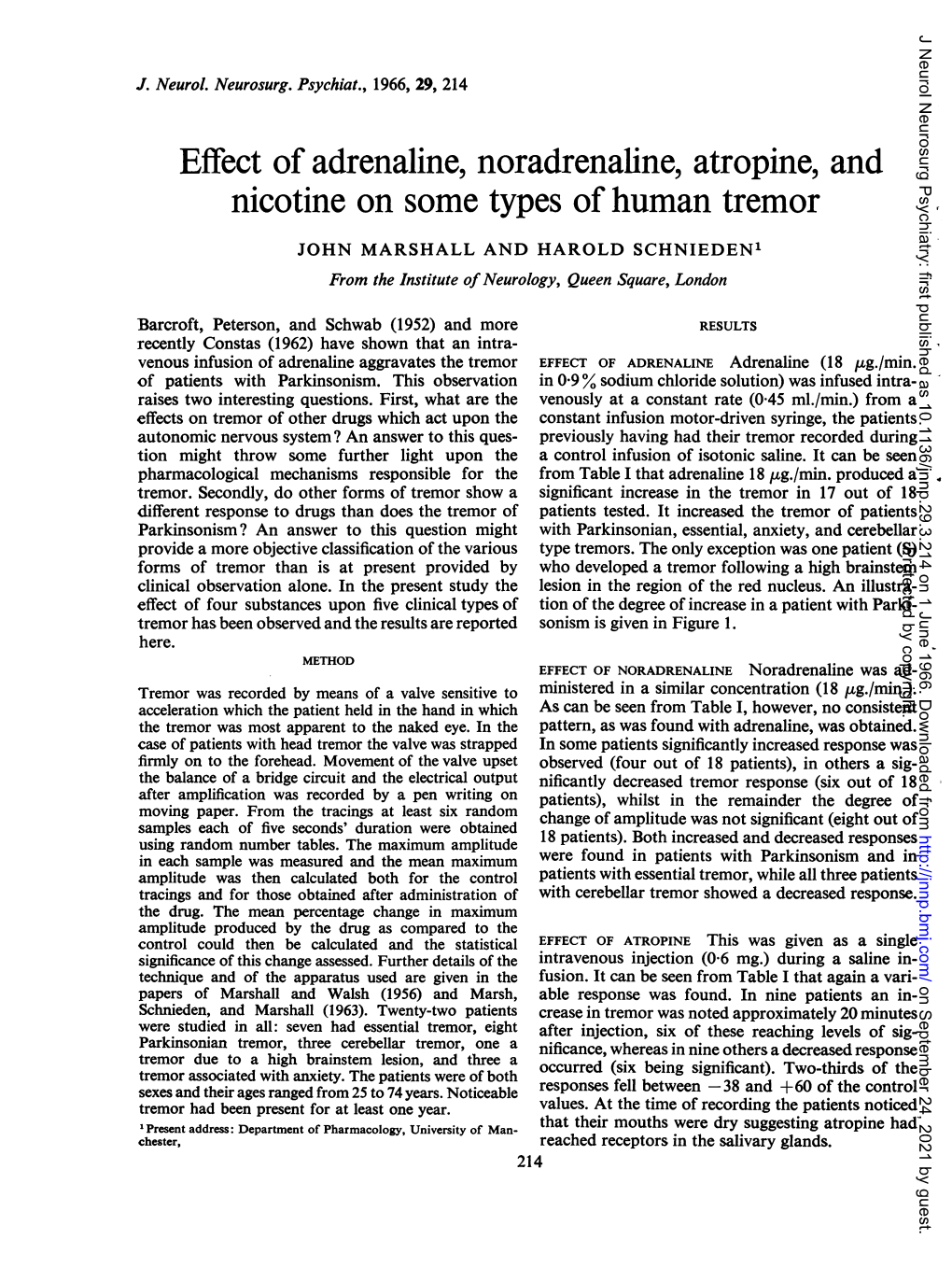 Effect of Adrenaline, Noradrenaline, Atropine