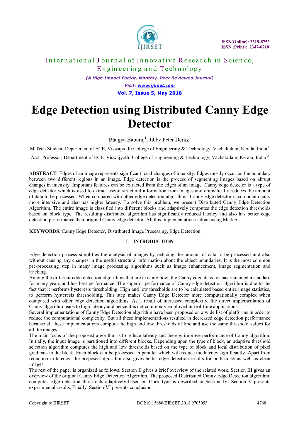 Edge Detection Using Distributed Canny Edge Detector