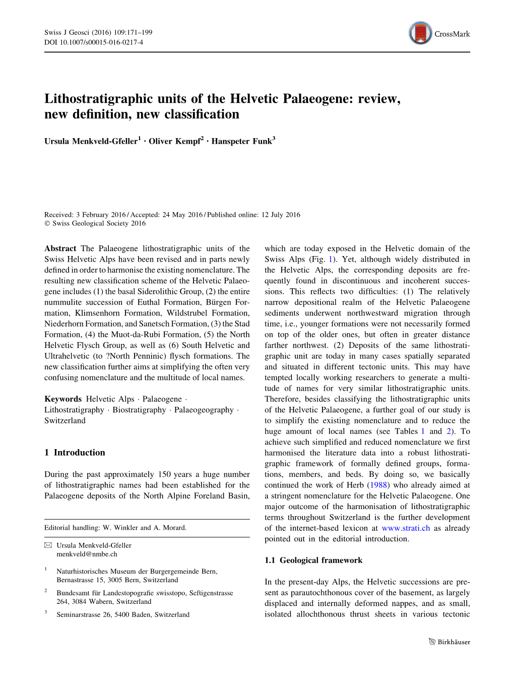 Lithostratigraphic Units of the Helvetic Palaeogene: Review, New Definition