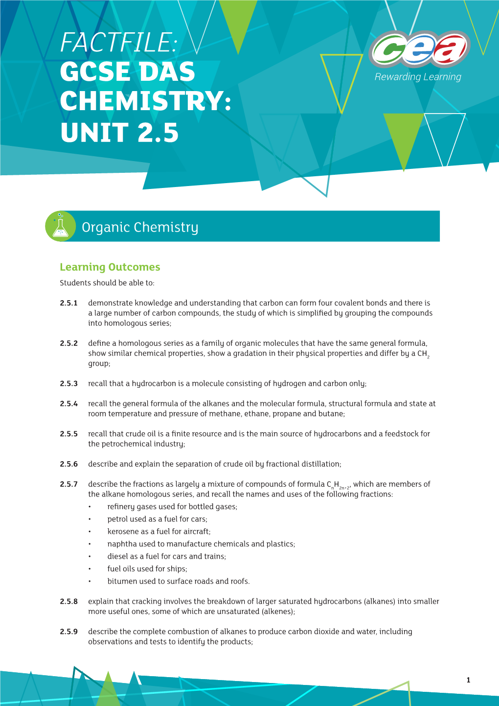 Factfile: Gcse Das Chemistry: Unit 2.5