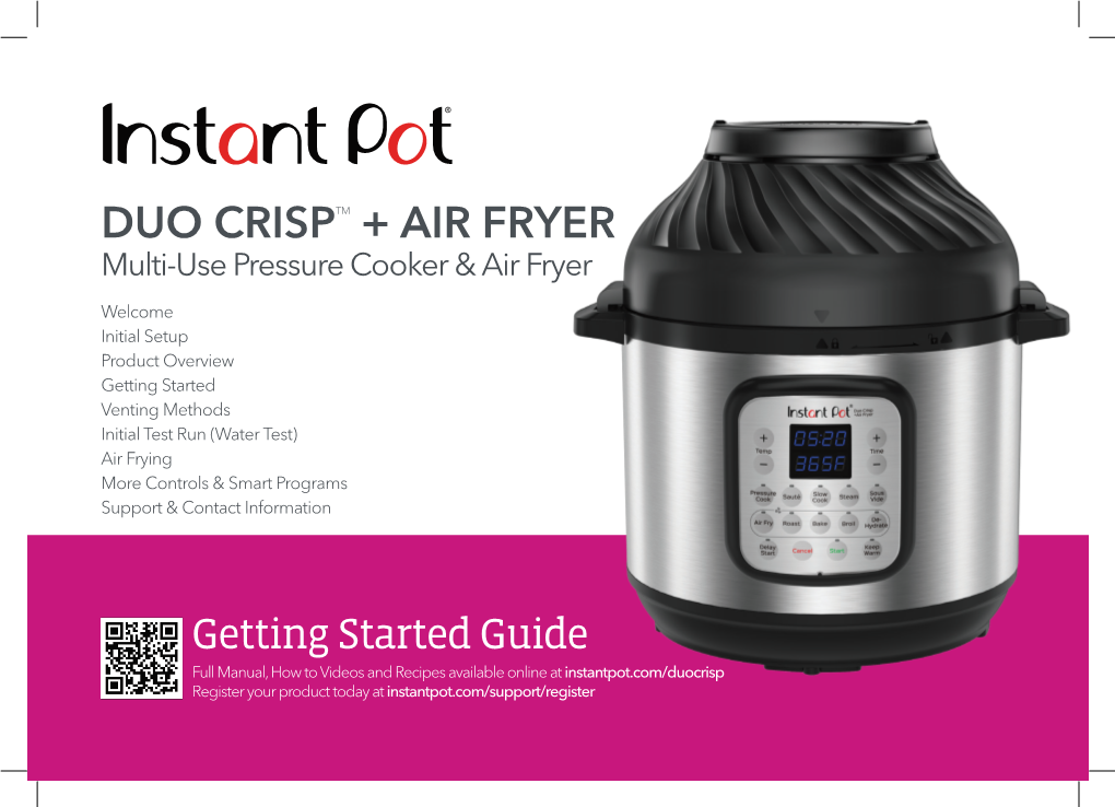 DUO CRISPTM + AIR FRYER Getting Started Guide