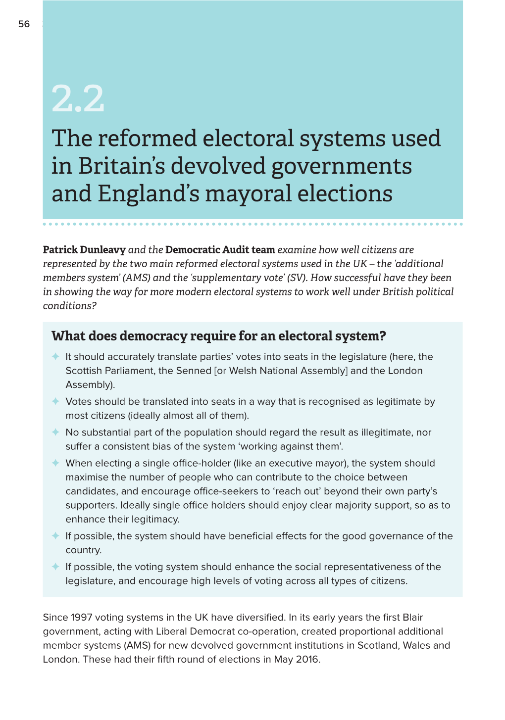 The Reformed Electoral Systems Used in Britain's Devolved Governments