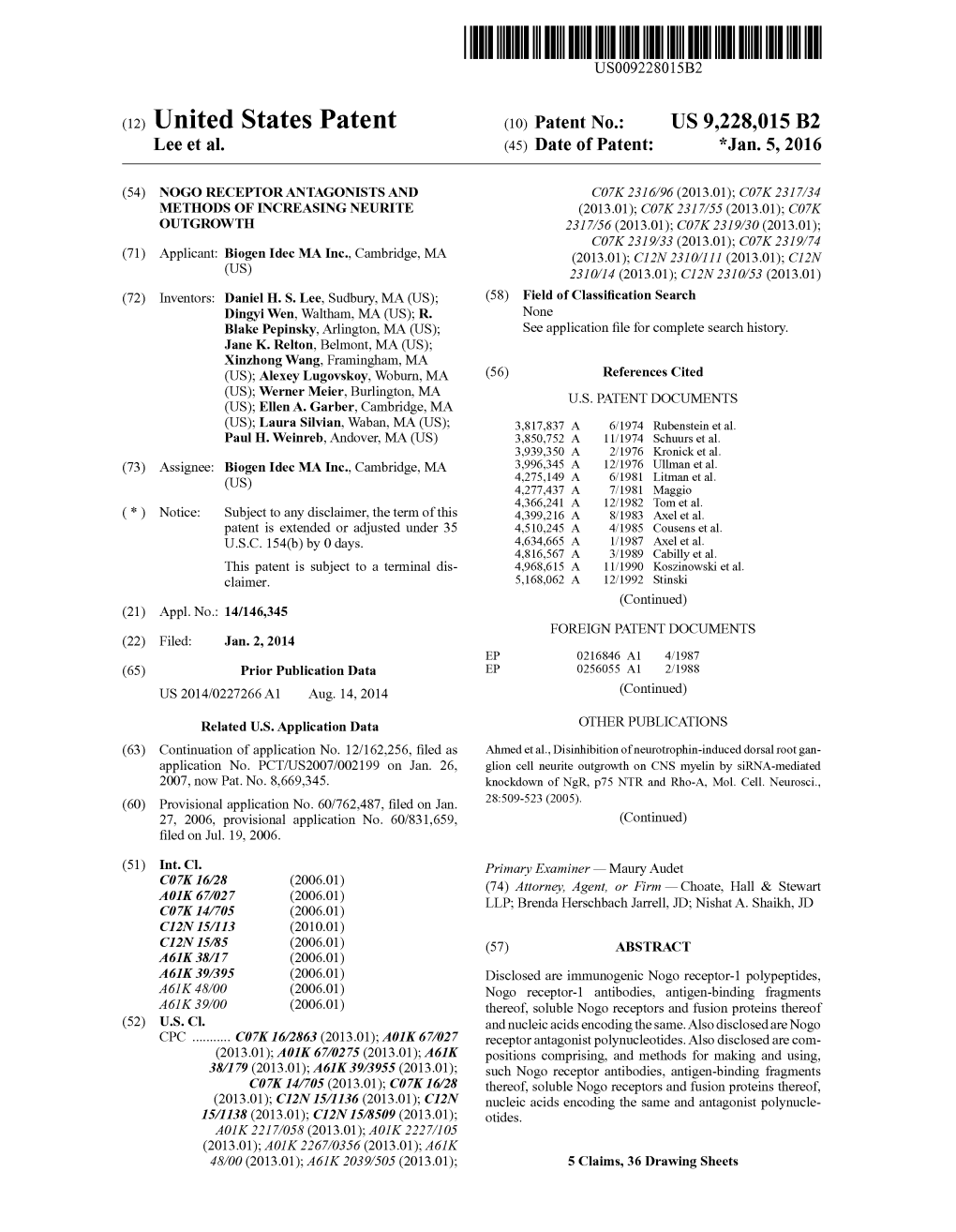 (12) United States Patent (10) Patent No.: US 9.228,015 B2 Lee Et Al