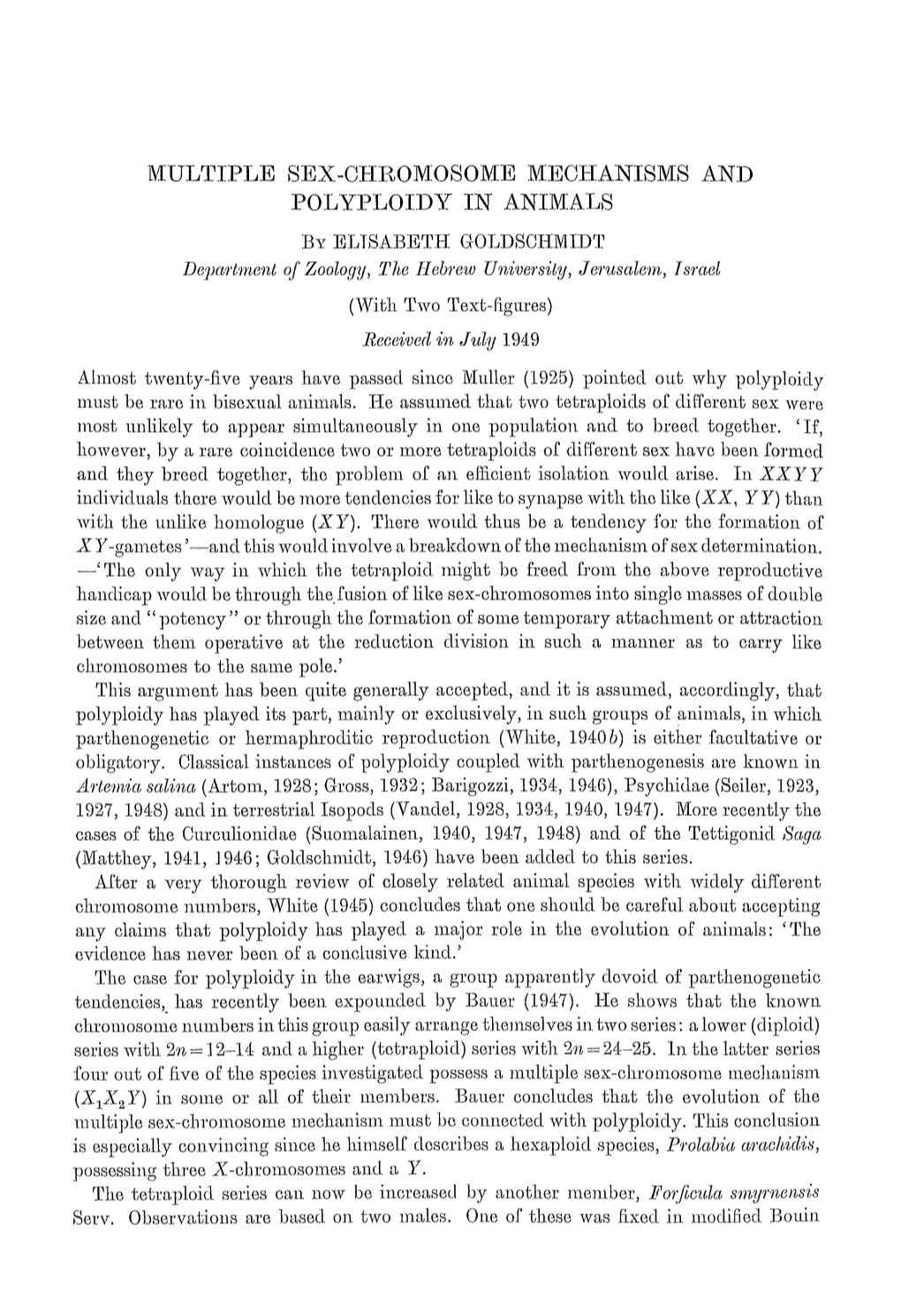 MULTIPLE SEX-Chromosome MECHANISMS and POLYPLOIDY in ANIMALS