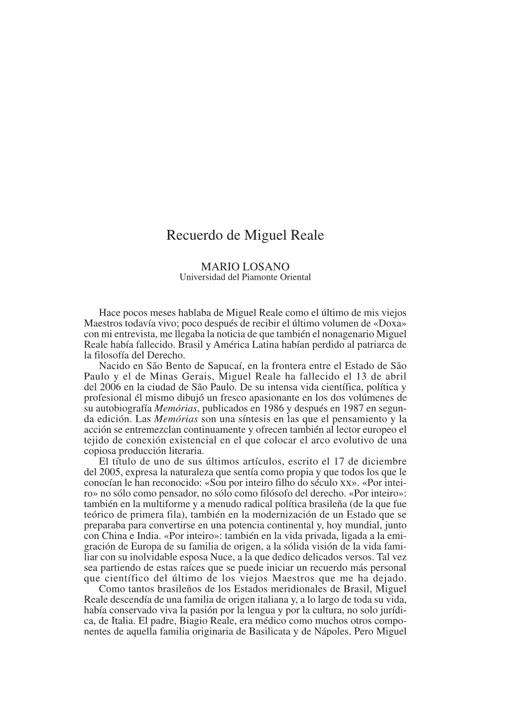 Recuerdo De Miguel Reale