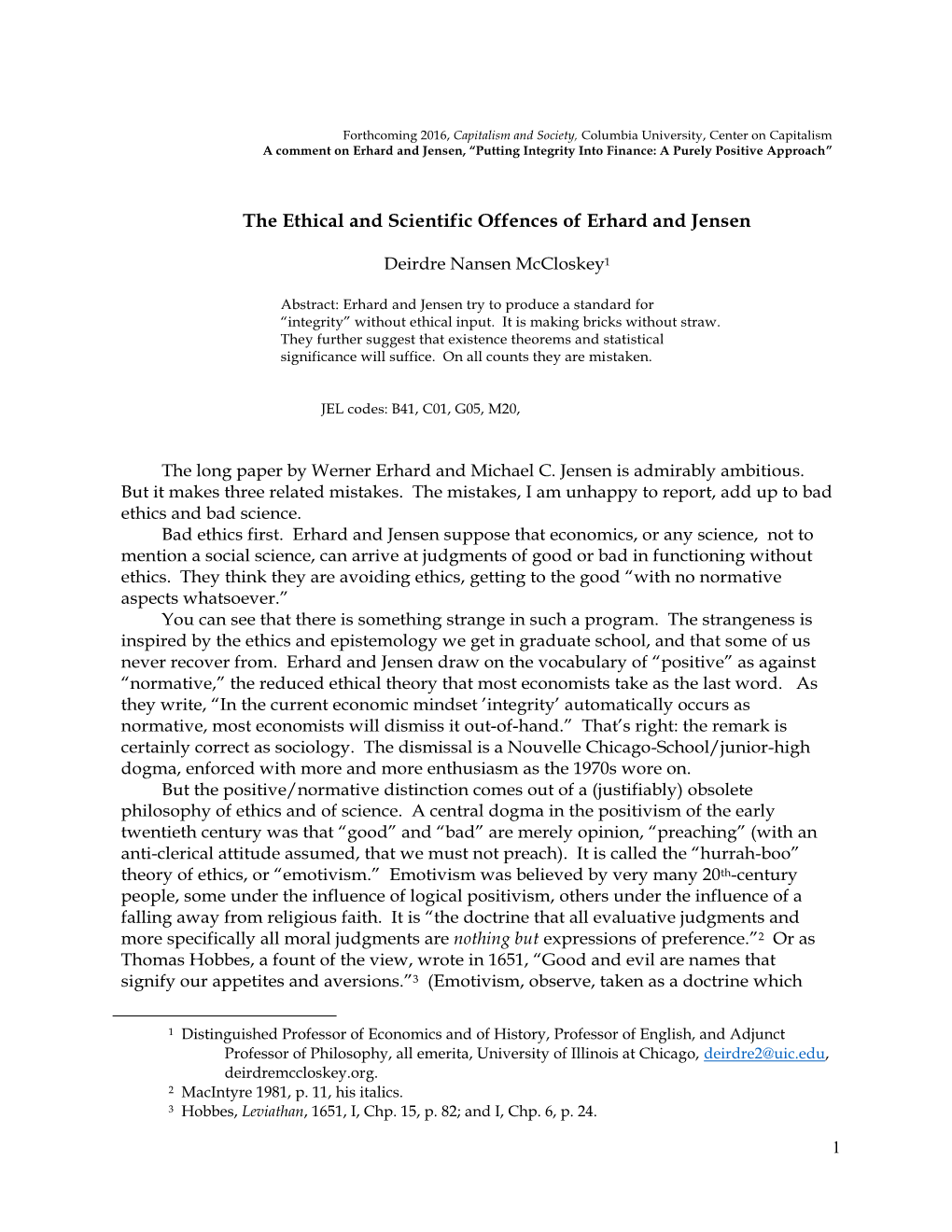 The Ethical and Scientific Offences of Erhard and Jensen