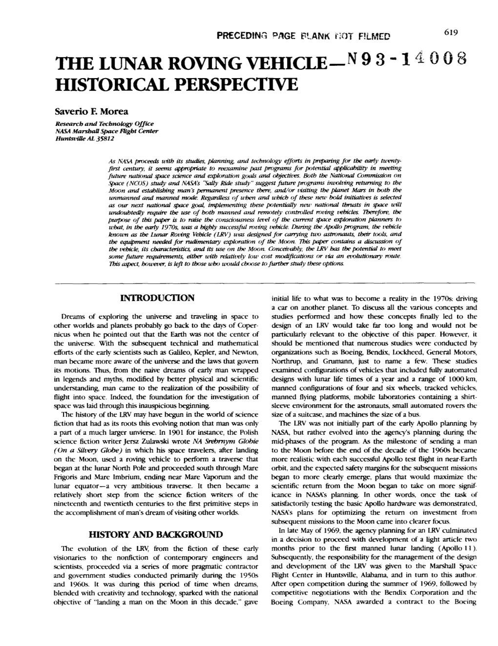 Llie LUNAR ROVING VEHICLE-N 9 3 HISTORICAL PERSPECTIVE