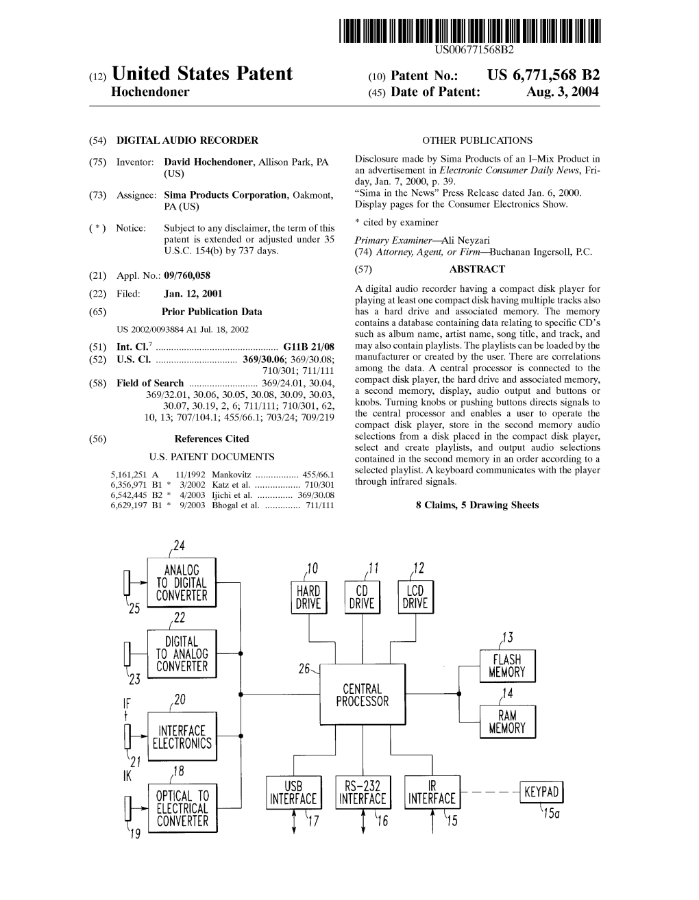 (12) United States Patent (10) Patent No.: US 6,771,568 B2 Hochendoner (45) Date of Patent: Aug