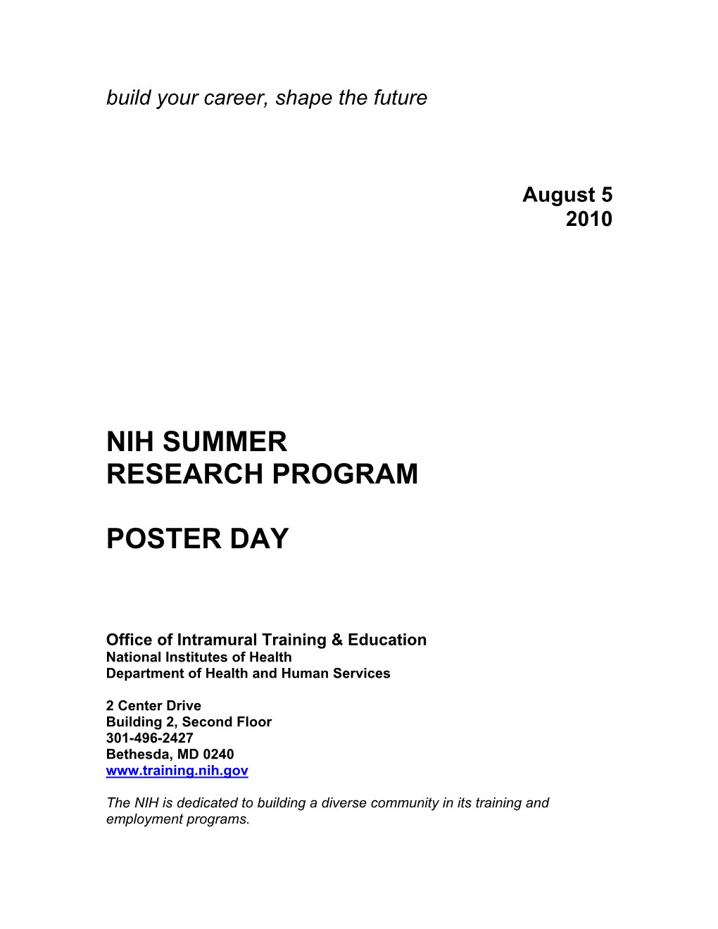 Nih Summer Research Program Poster