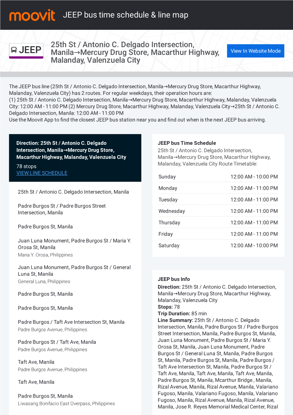 JEEP Bus Time Schedule & Line Route