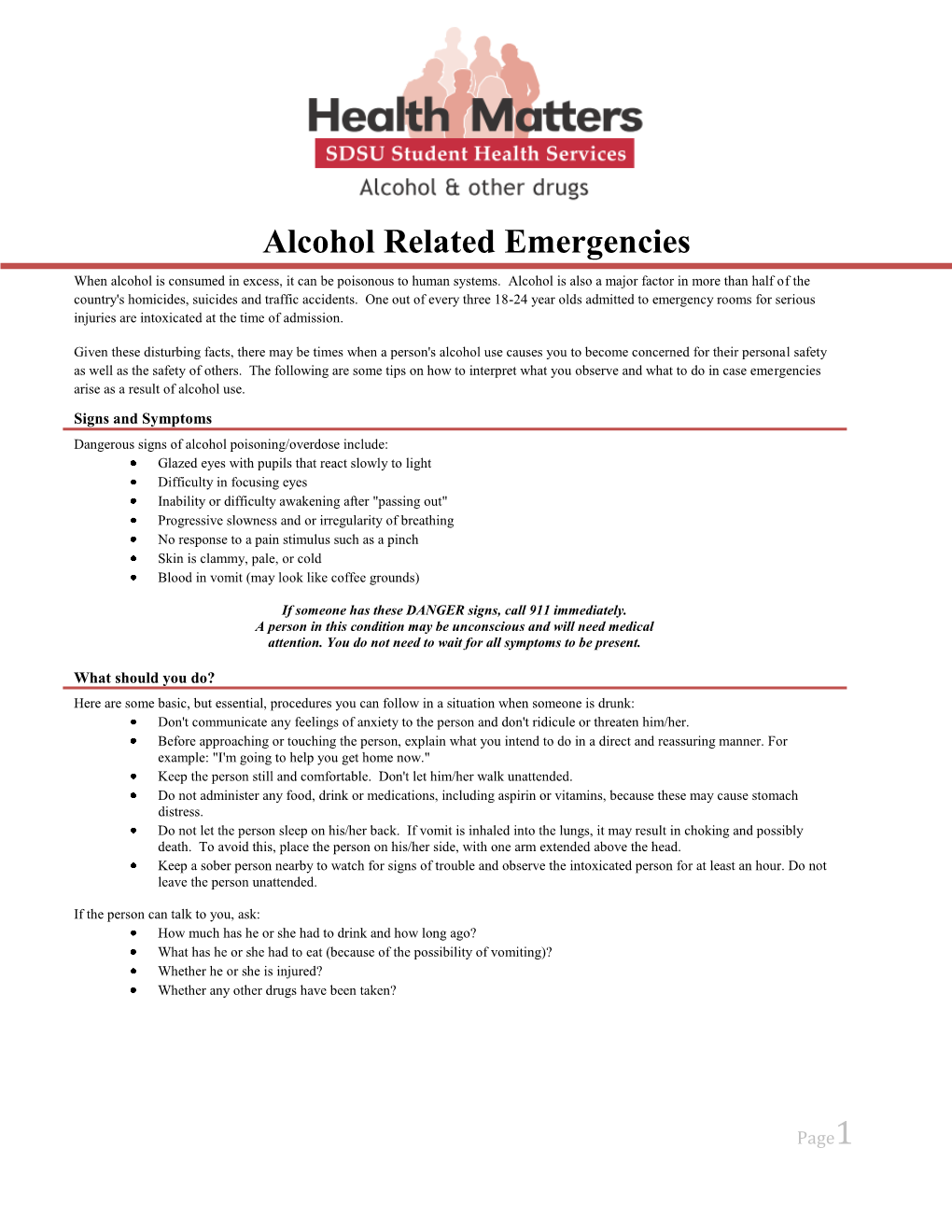 Alcohol Related Emergencies