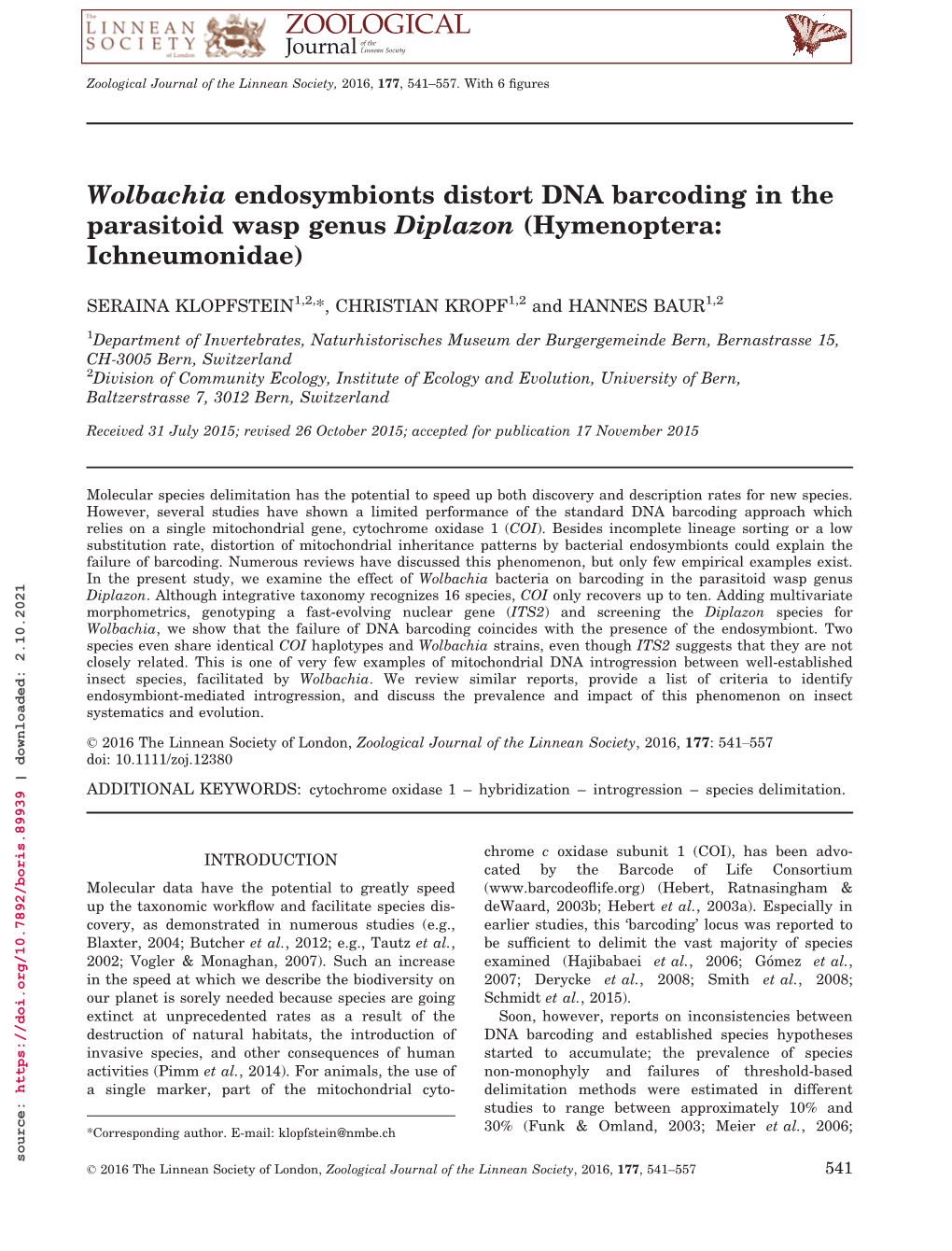 Wolbachia Endosymbionts Distort DNA Barcoding in The