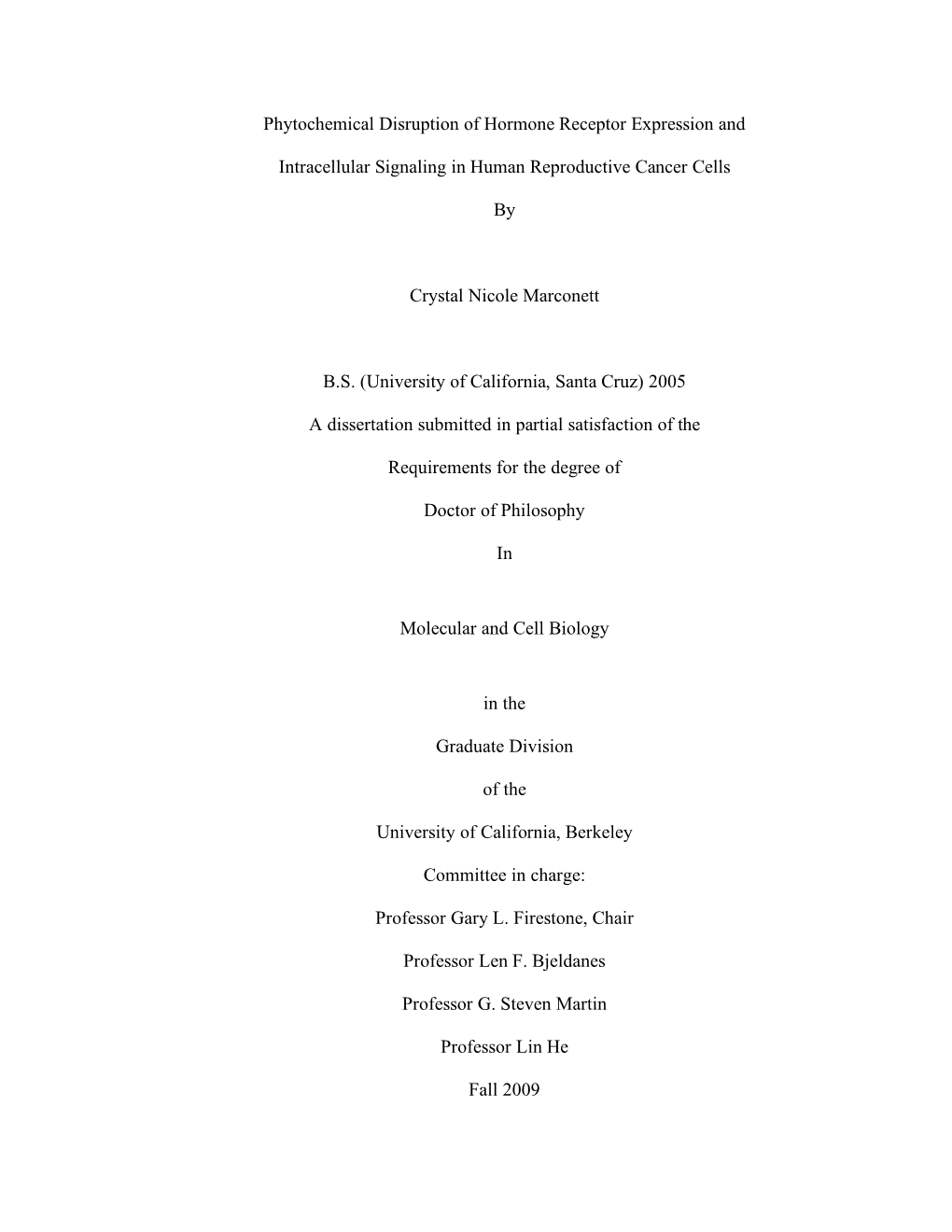 Phytochemical Disruption of Hormone Receptor Expression And