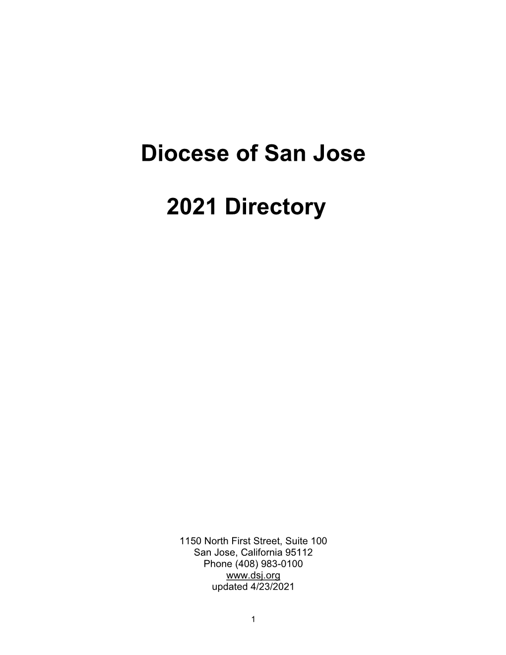 Diocese of San Jose 2021 Directory