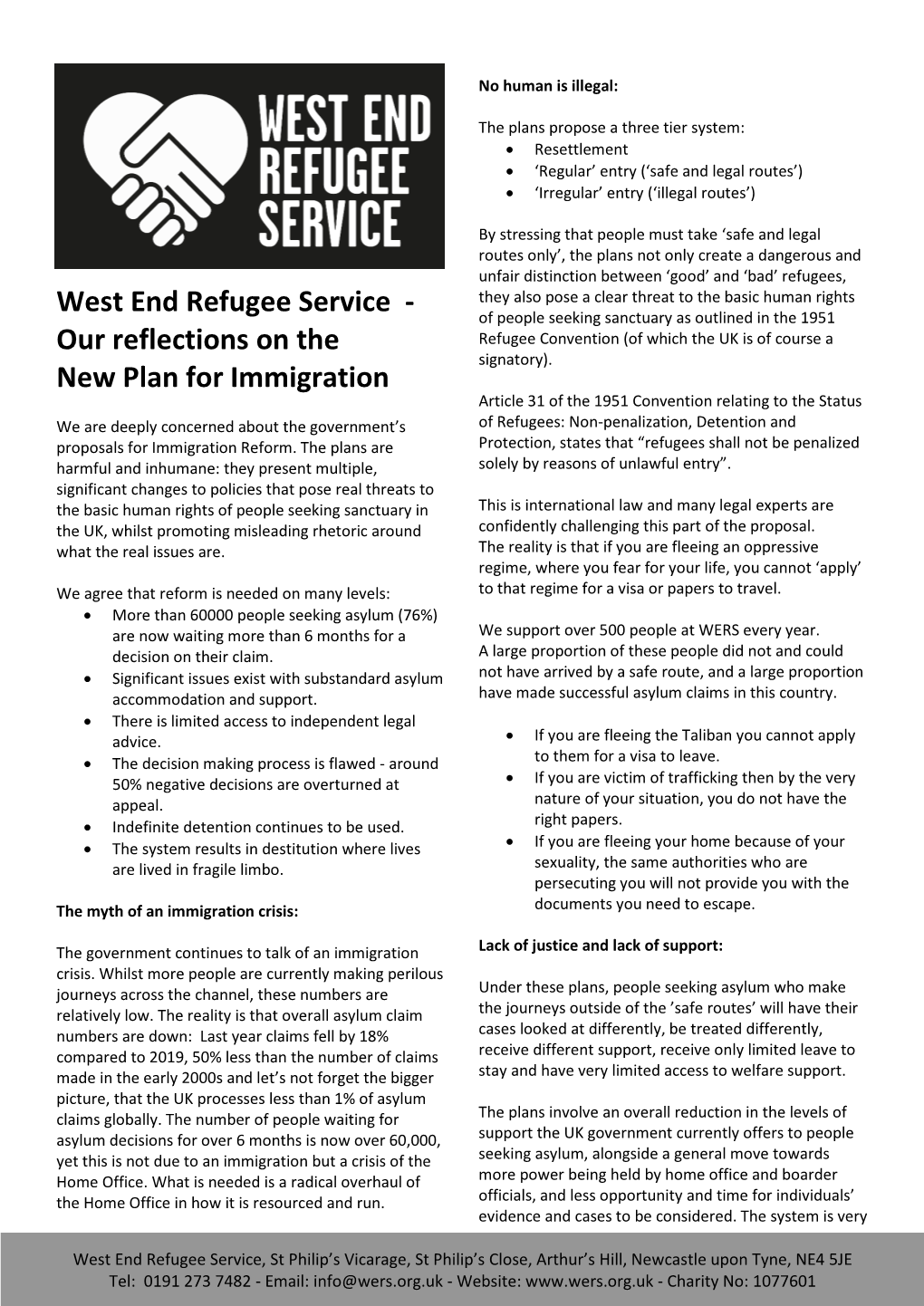 Our Reflections on the New Plan for Immigration