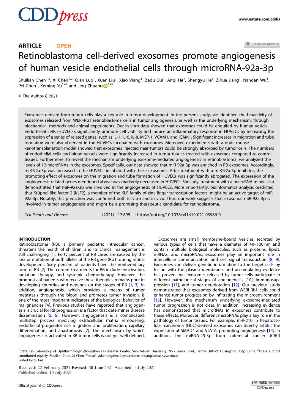 Retinoblastoma Cell-Derived Exosomes Promote Angiogenesis of Human Vesicle Endothelial Cells Through Microrna‐92A-3P