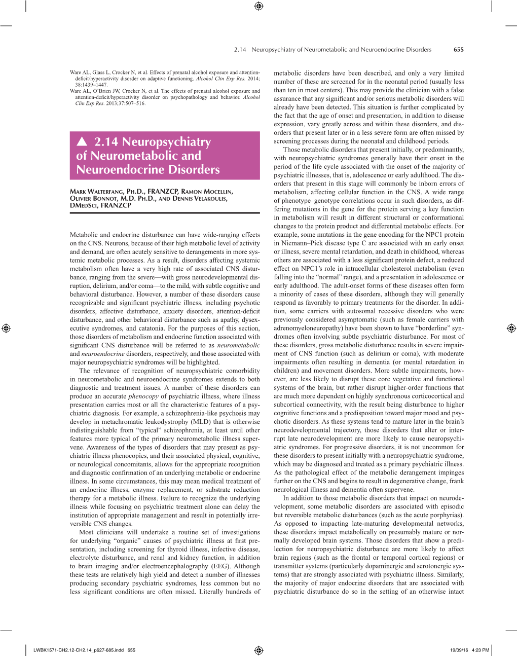 2.14 Neuropsychiatry of Neurometabolic and Neuroendocrine Disorders 655