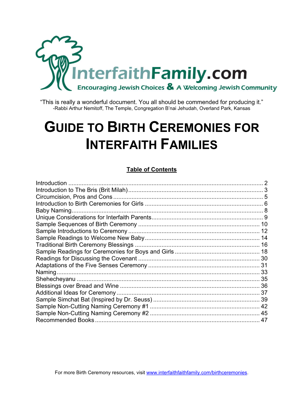 Guide to Birth Ceremonies for Interfaith Families