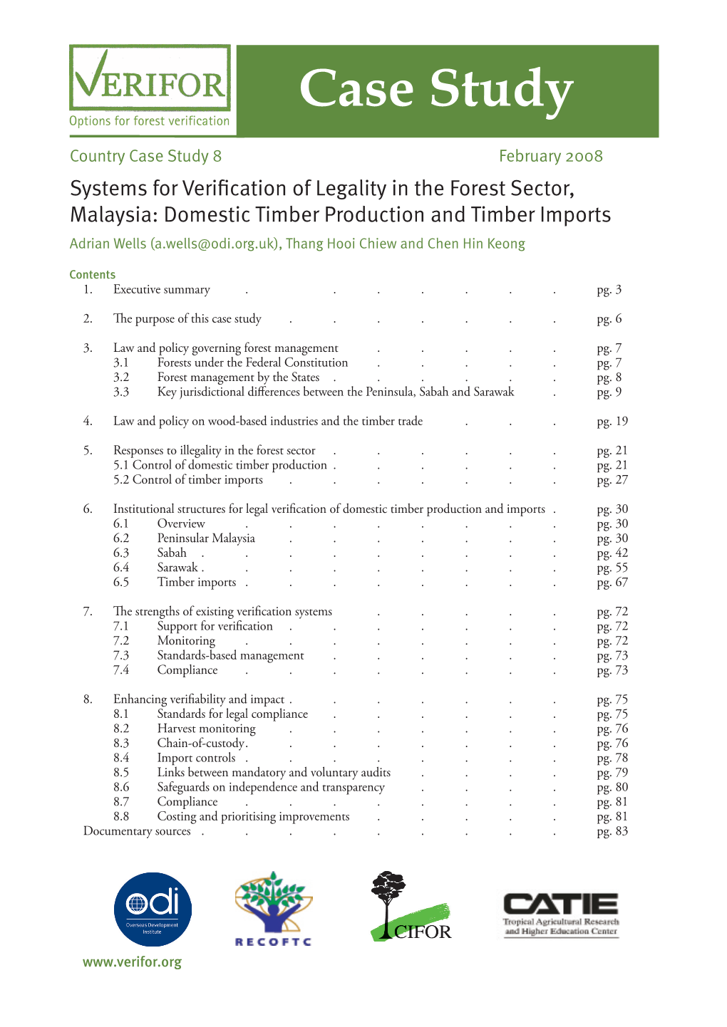 Systems for Verification of Legality in the Forest Sector, Malaysia