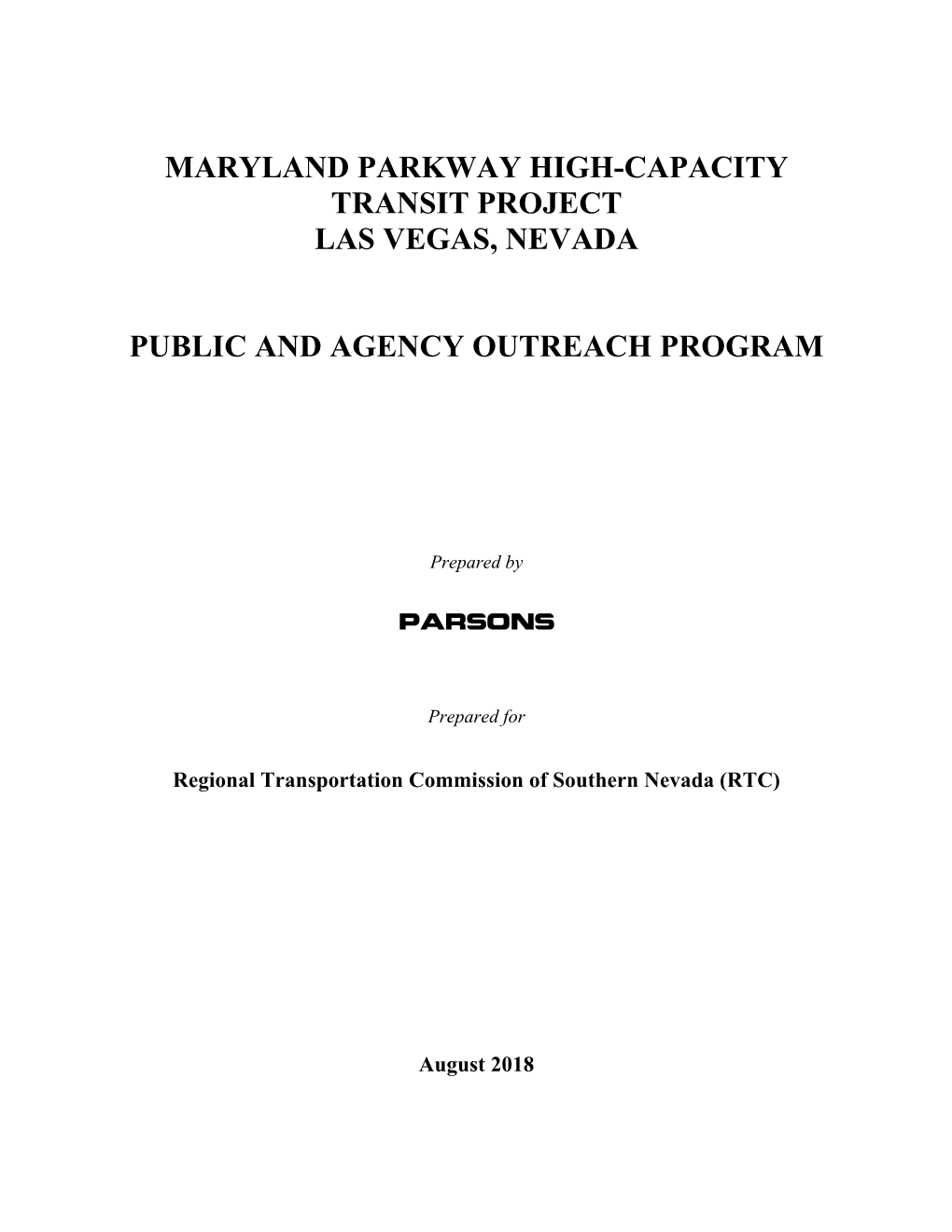 Maryland Parkway Public Outreach Program