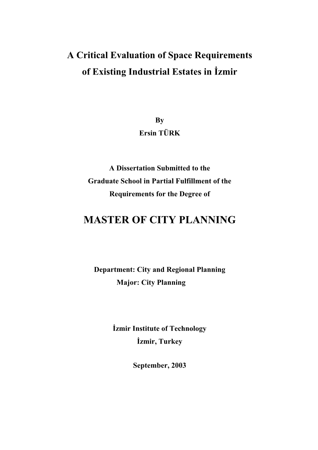 Master of City Planning