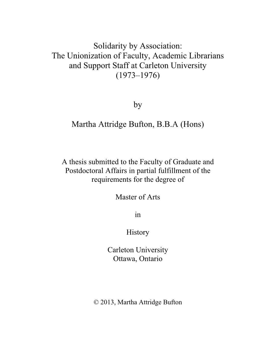 Solidarity by Association: the Unionization of Faculty, Academic Librarians and Support Staff at Carleton University (1973–1976)