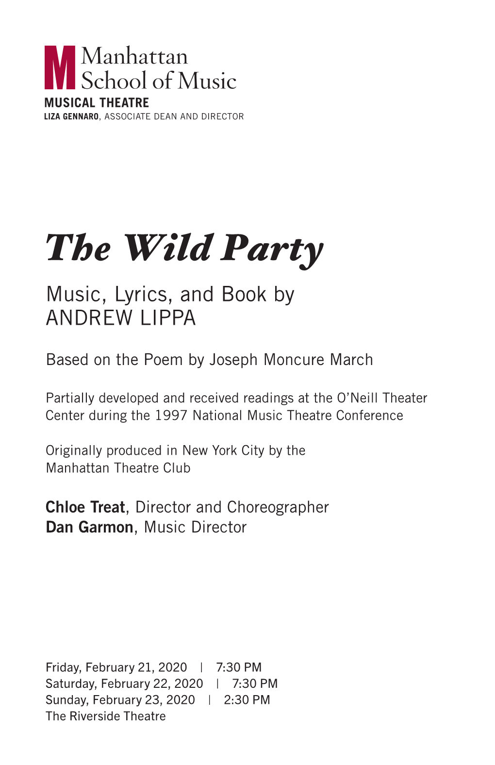 The Wild Party Music, Lyrics, and Book by ANDREW LIPPA