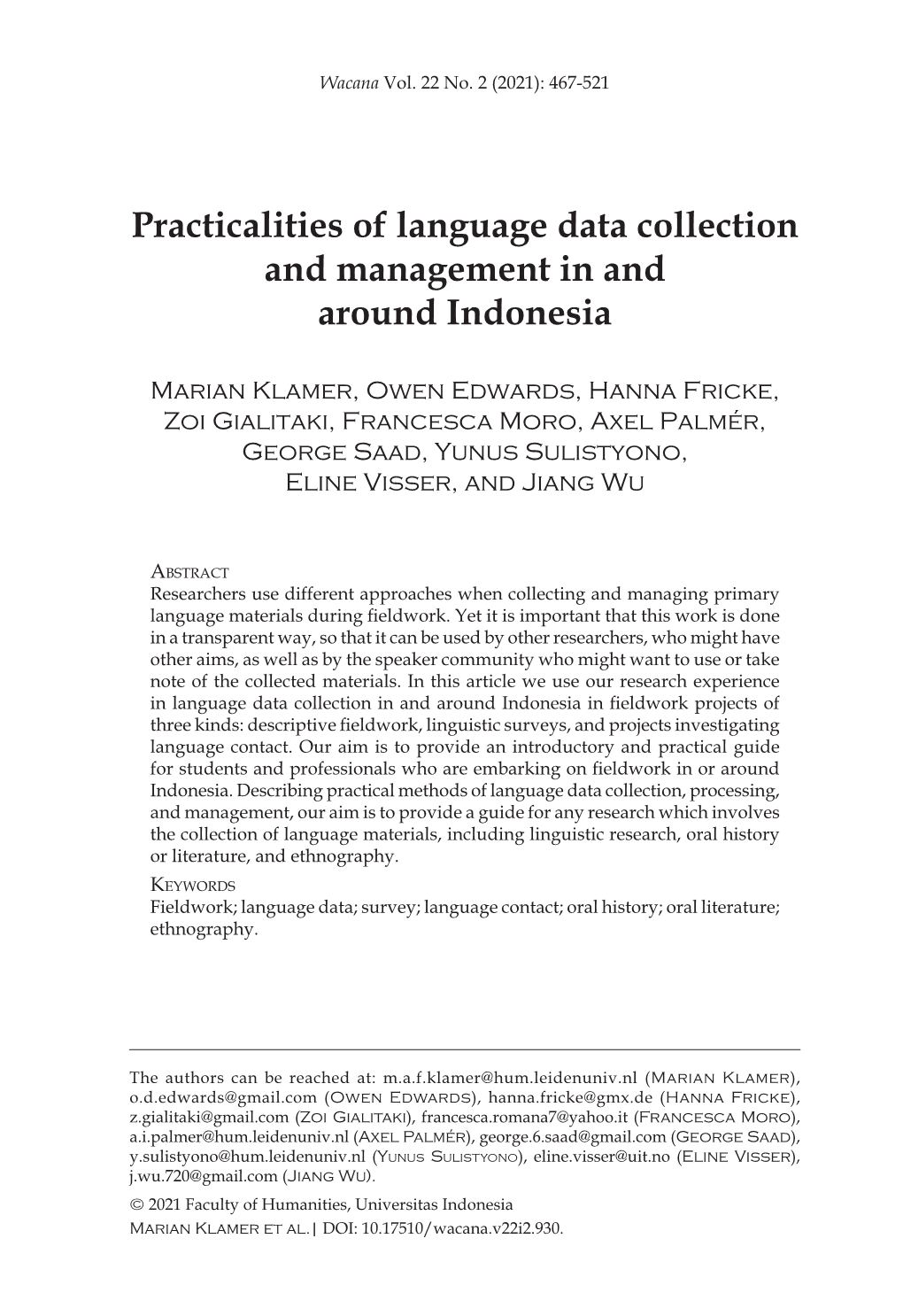 Practicalities of Language Data Collection and Management in and Around Indonesia