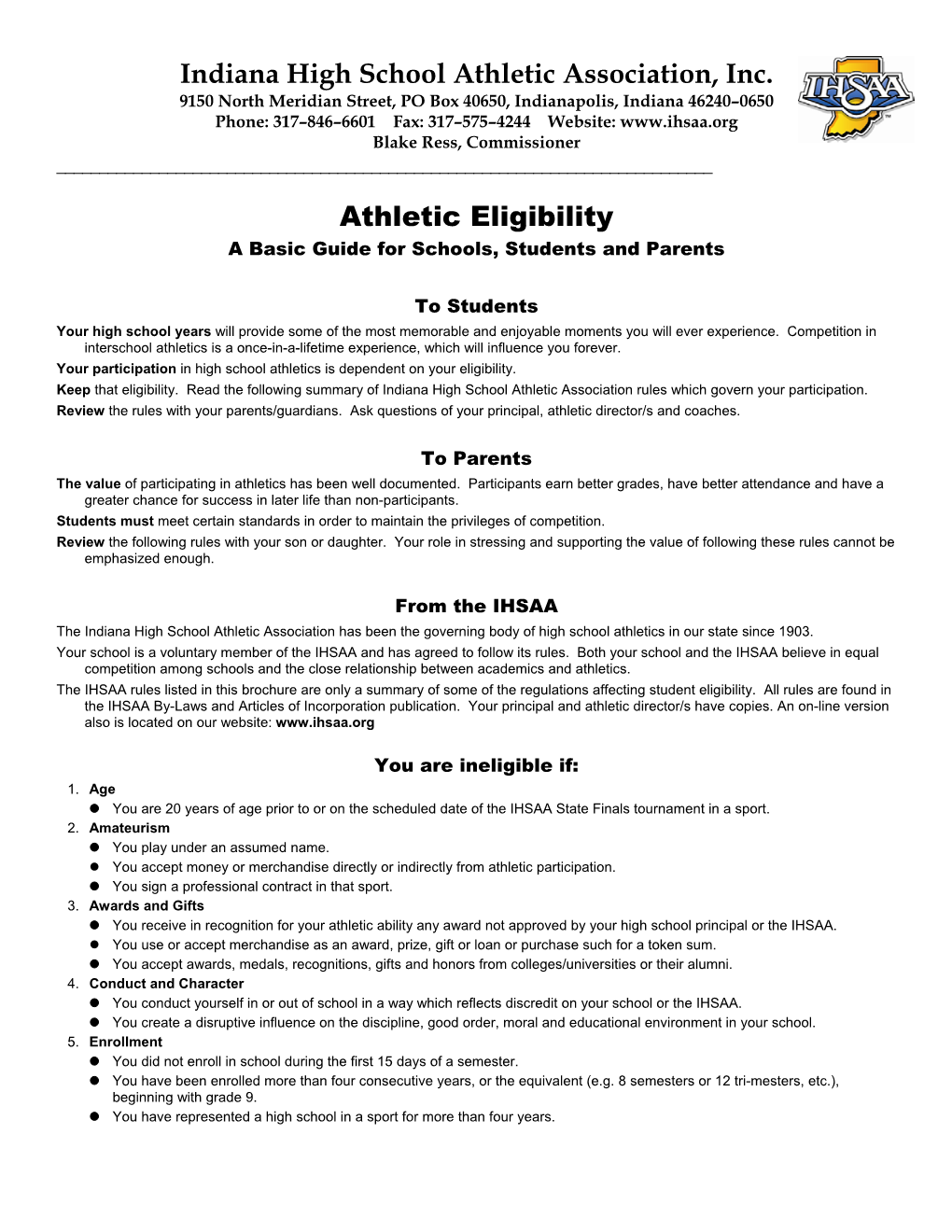 Indiana High School Athletic Association, Inc