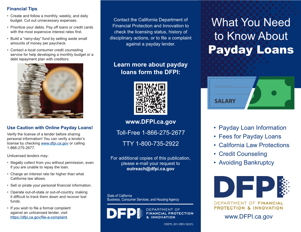 What You Need to Know About Payday Loans (PDF)