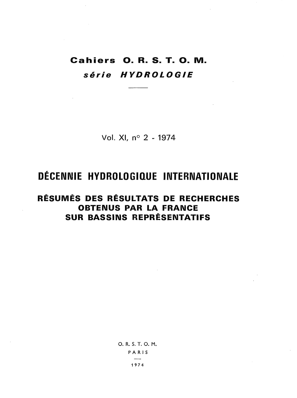 Décennie Hydrologique Internationale, Par P