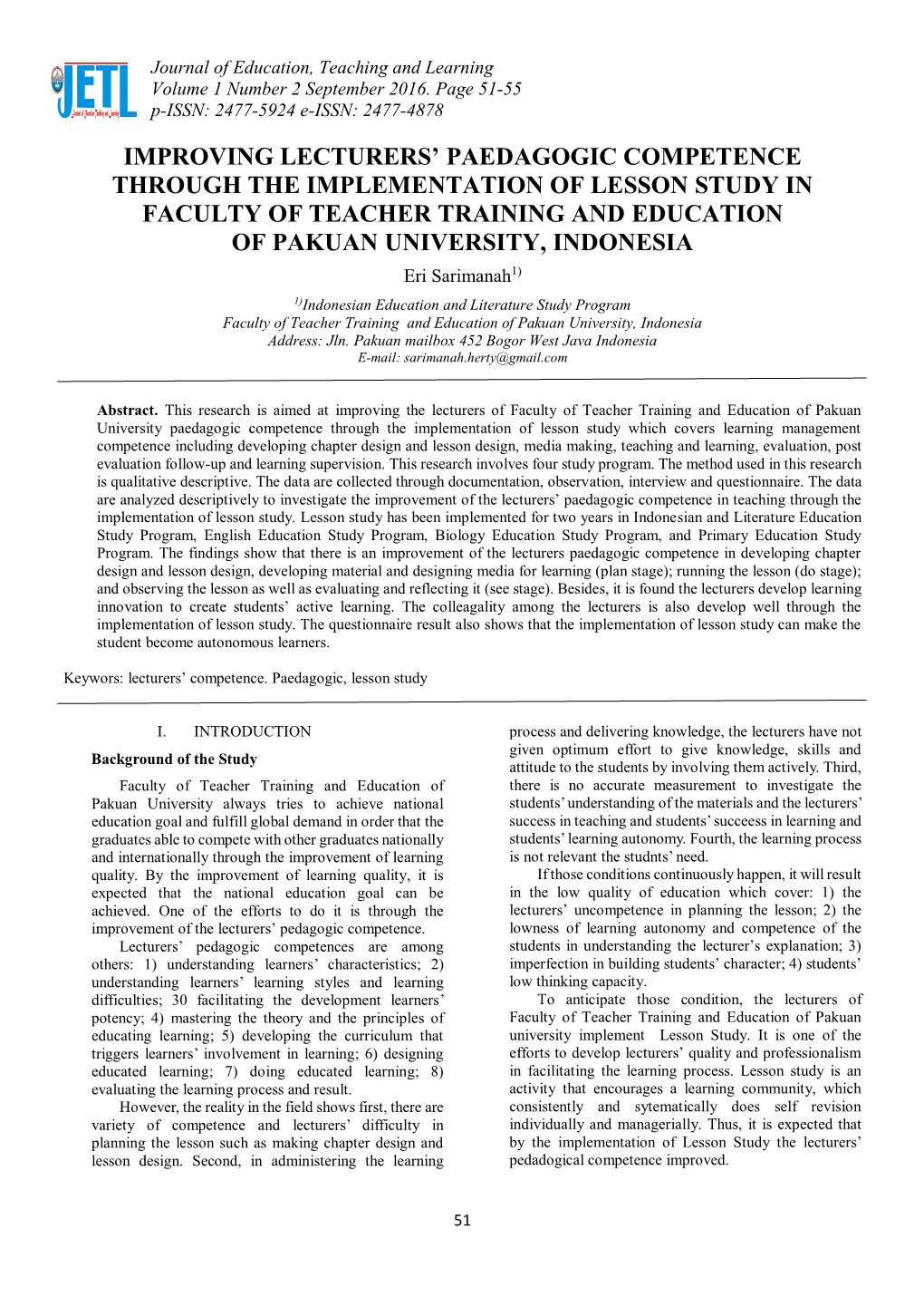 Improving Lecturers'paedagogic