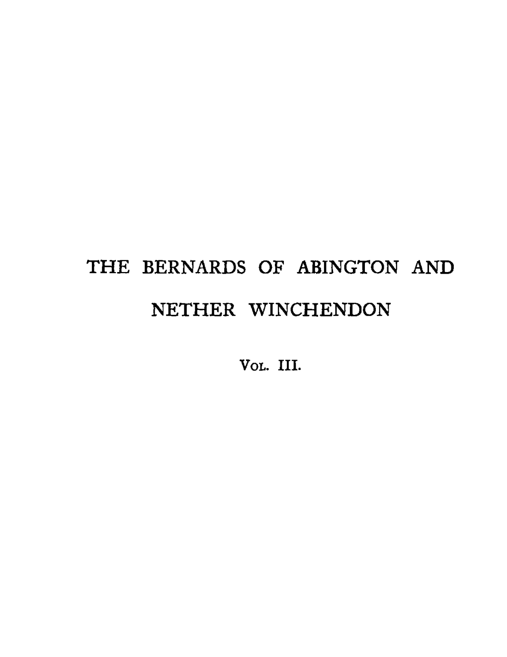 The Bernards of Abington and Nether Winchendon